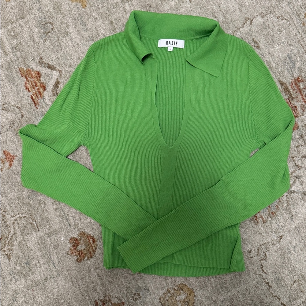 Dazie Vibrant Green Long Sleeve Top